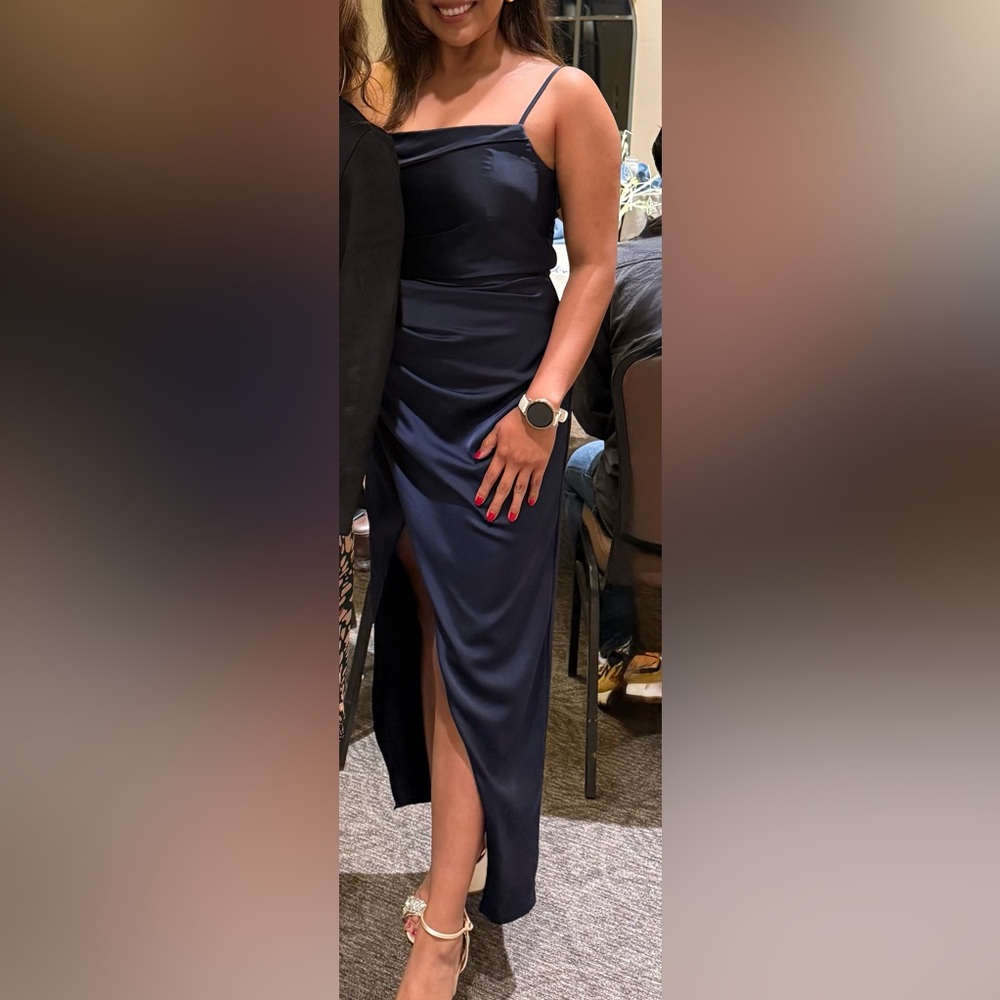 Lulu's One Shoulder Navy Dress